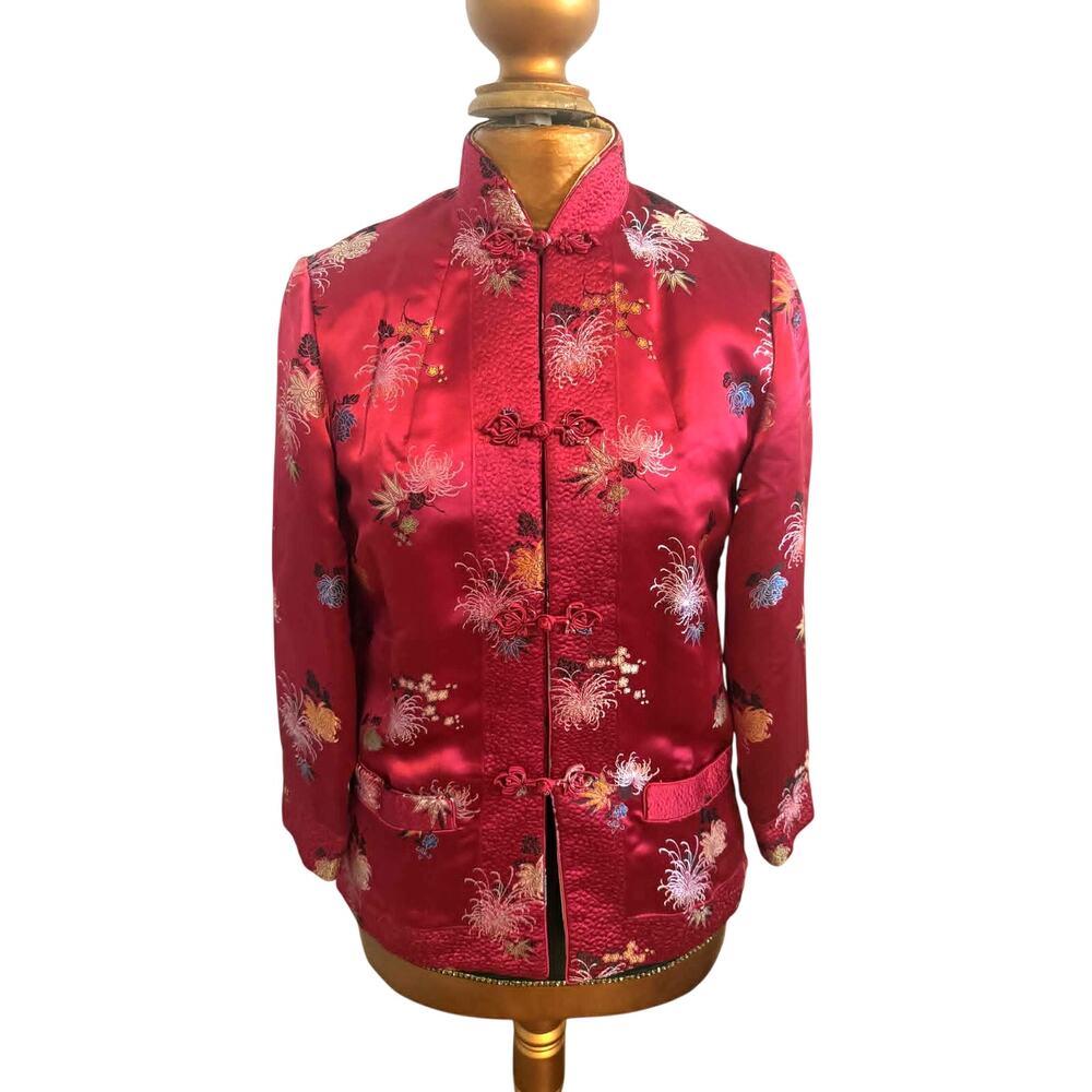 Vintage Reversible Silk Chinese Jacket Pink Red Gold Brocade Toggle Closure EUC! - Picture 4 of 7
